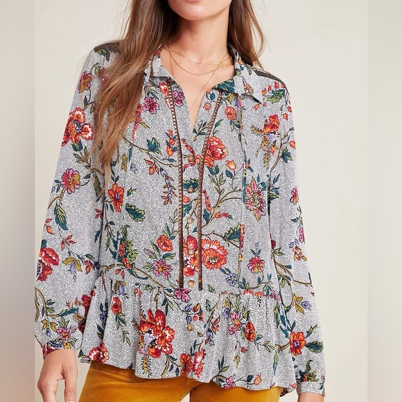 Maeve Tops - Maeve by Anthropologie Sz. 12 Floral Tunic Blouse
